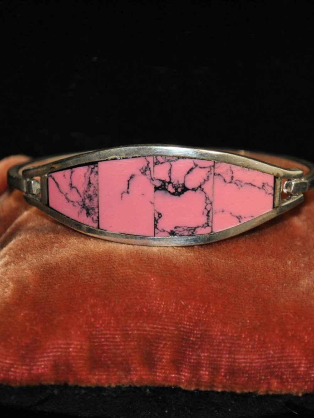 Alpaca Mexico 925 Sterling Silver Bracelet with Pink Stone